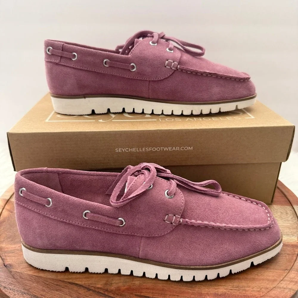 Seychelles Kipper Mauve Suede Platform Boat Shoes Women 8 IB03302 New in Box